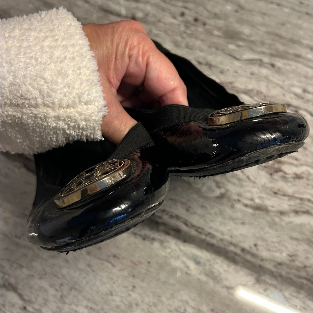Tory Burch Caroline Black Patent, Ballet Flats. Size 10.5 - Picture 3 of 7